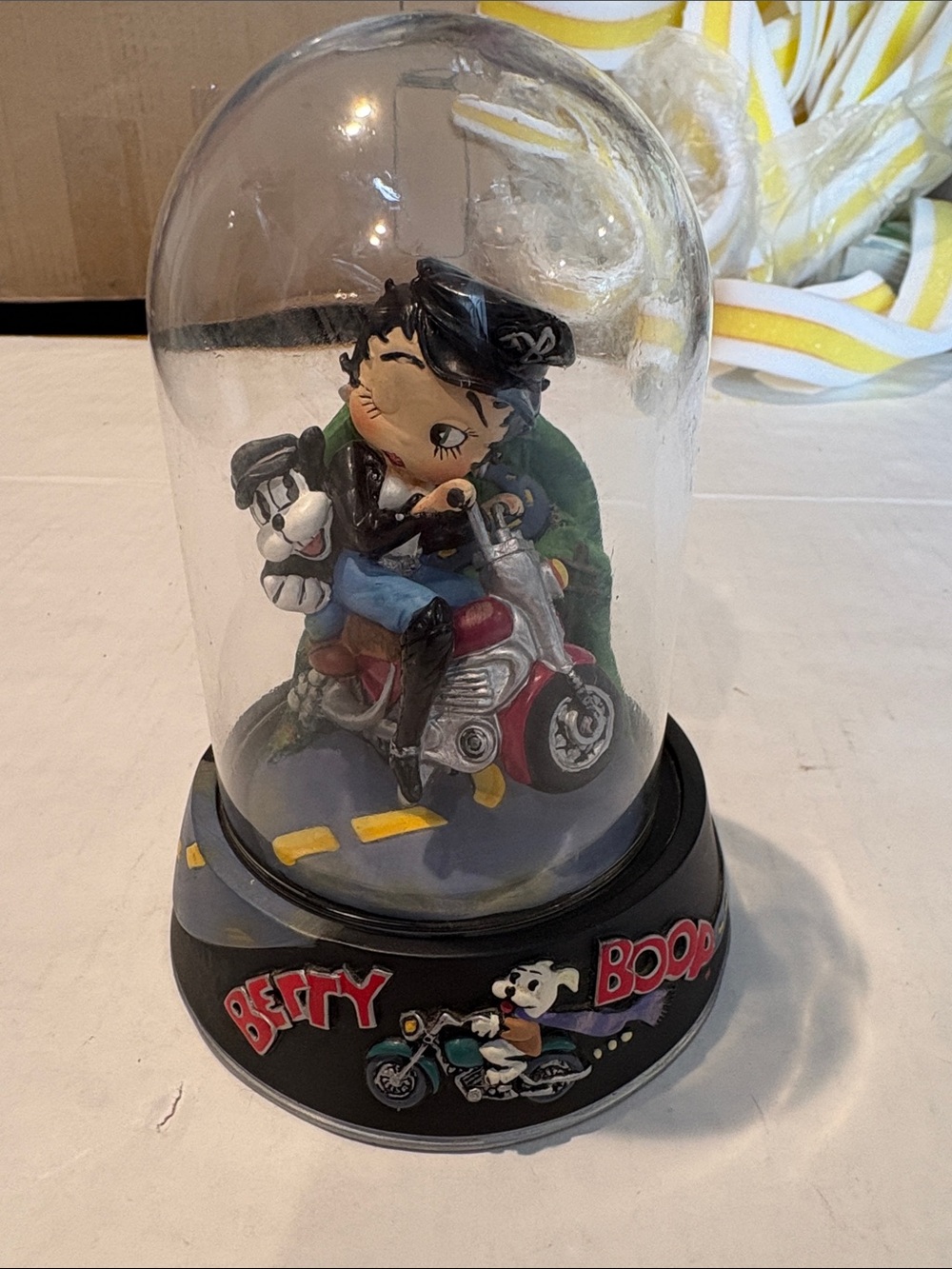 Betty Boop Black, Red & Green Motorcycle Dome Figurine